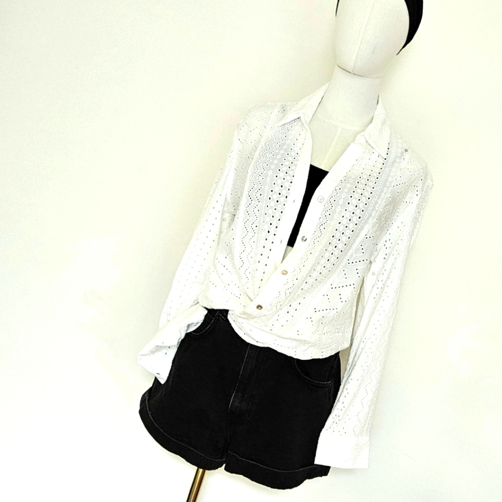 ZARA Openwork Embroidery Shirt